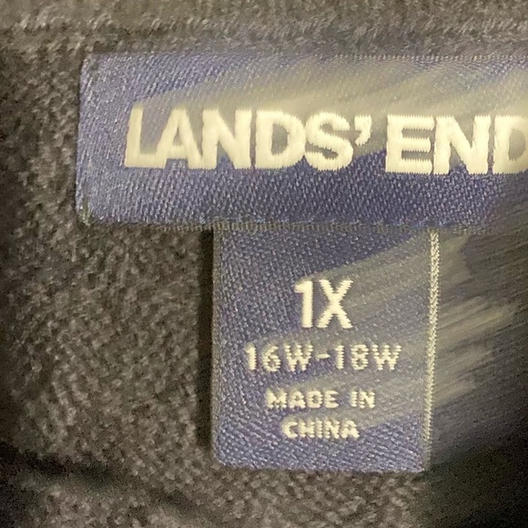 Lands' End Black Cotton Cable Knit Casual Office Holiday Turtleneck Sweater-1X - Picture 9 of 14